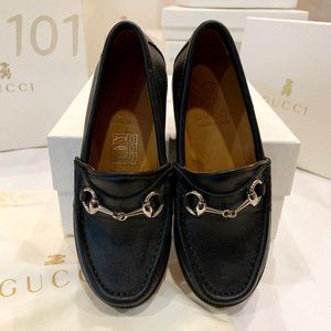 Classic Black Gucci Horsebit (Silver) Loafers - Size 27